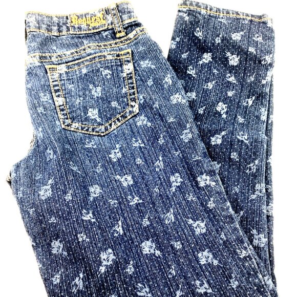Girls Jeans Pants Size 14 Bottoms Pockets Blue Button Children Kids Request - Picture 1 of 5
